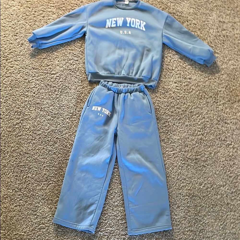 Blue New York USA Sweatshirt and Pants Set